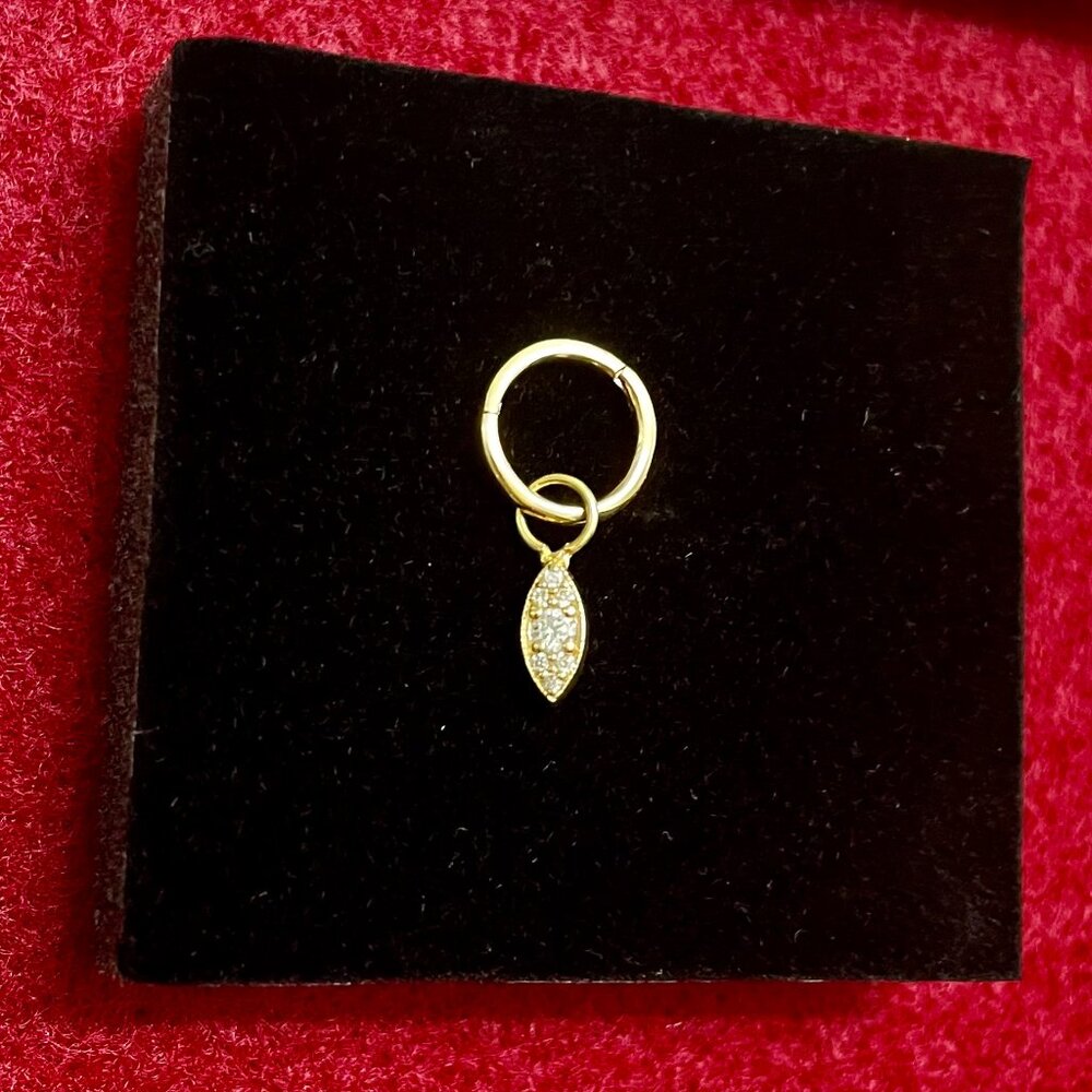 14K Gold Diamond Pavé Evil Eye Hoop Charm 16G 6mm Clicker Ring Custom FERKO’S - Picture 5 of 5